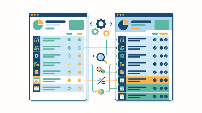 Feature Parity Analysis, Software Version Comparison Concept Vector