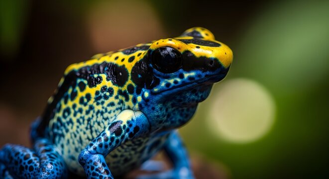 Colorful Poison Dart Frog Closeup Profile.