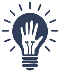 Obraz premium Illustration of a hand inside a lightbulb symbolizing a new idea or inspiration