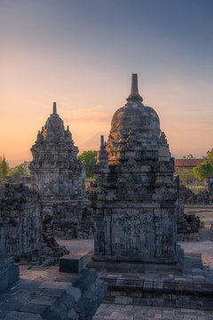Ancient temple ruins of Sewu candi sewu , an eighth century Mahayana Buddhist temple complex, north of Prambanan, Central Java, Indonesia