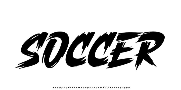 Soccer fast motion brush font display typeface for racing sports brand and energetic action poster