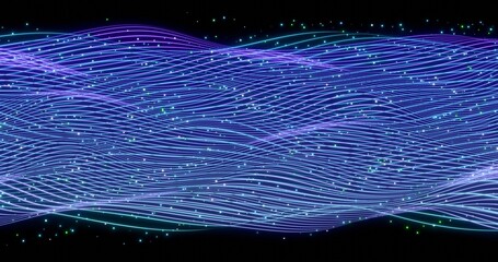 Abstract blue glowing wave. Cyber digital stylized particle line art background. 3D rendering. © FlatFloatCreation