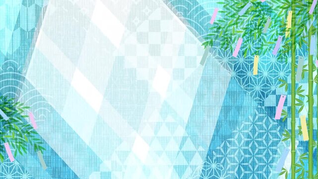 Tanabata Japanese Star Festival Background with Bamboo and Traditional Patterns