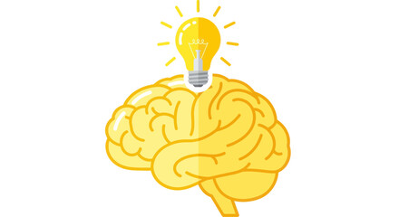 Yellow Brain and Light Bulb Idea Symbol © Hilda