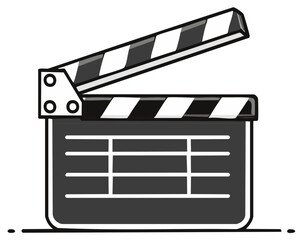 Fototapeta premium Illustrated film clapperboard icon for video production and filmmaking concepts