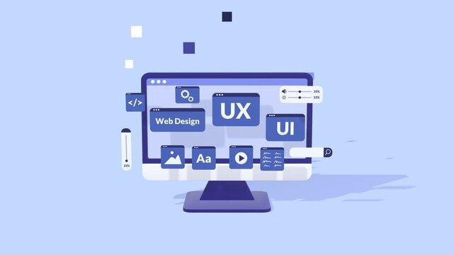 Animated UX, UI design concept showcasing modern digital interface, user experience flow, and interactive web design elements for websites, apps, and digital products.