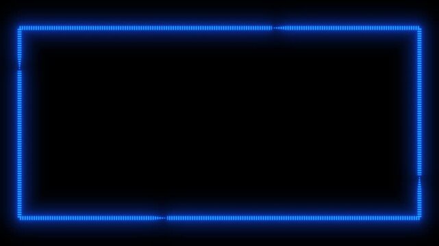 Neon glow border animation with futuristic luminous frame effect for digital overlay and motion graphics video