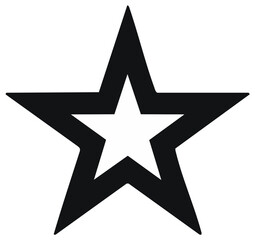 Obraz premium Black five pointed star outline with inner white star simple graphic design element