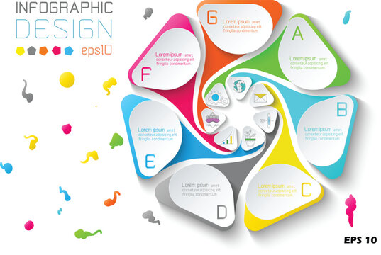 7-Step Spiral Pinwheel Infographic. Professional 3D Vector Template with Rotating Strategic Petals, Central Business Hub, and Comprehensive Icon Set.