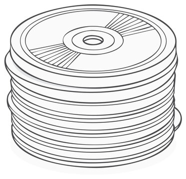 Stack of blank CDs or DVDs for data storage and digital media