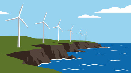 Wind Farm Overlooking Coastal Cliffs © Bima
