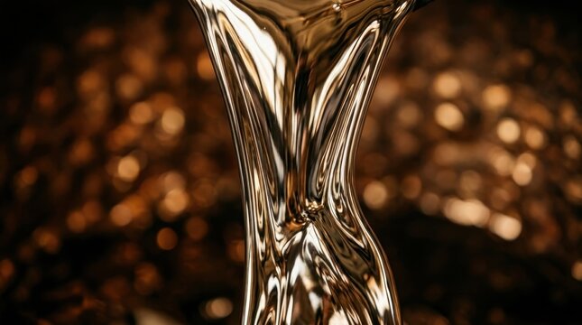 Molten Gold Liquid Flowing in a Slow Mesmerizing Stream
