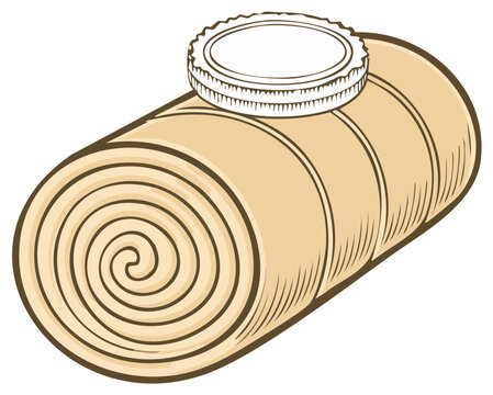Rolled Bandage with Coin on Top Illustration