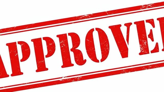 A red approved stamp on a white background for official documentation purposes