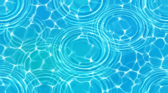Blue water ripple pattern background with isometric style liquid waves and caustic light reflection for seamless surface texture design