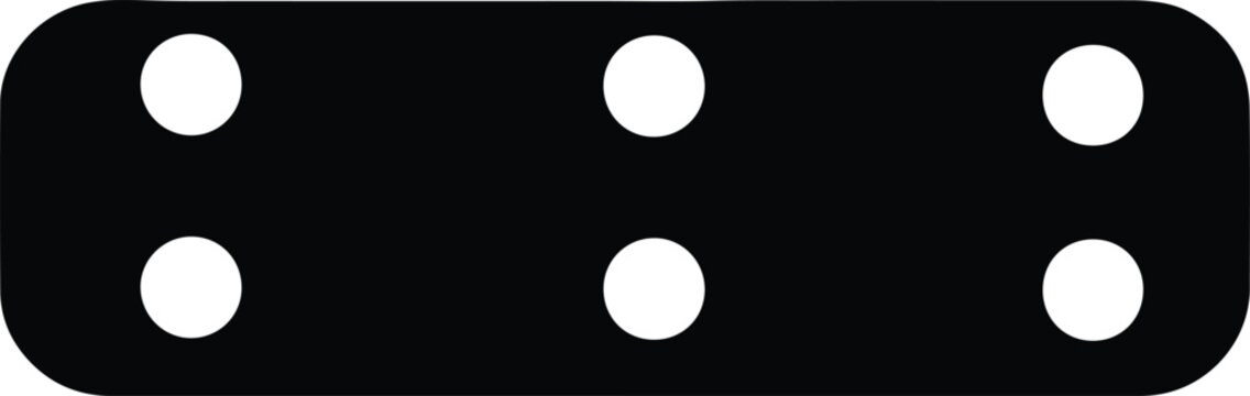 Silhouette design of a black metal bracket with six round holes vector