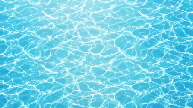 Isometric blue water surface texture with rippling waves and sun glare reflections for digital background and summer graphic design