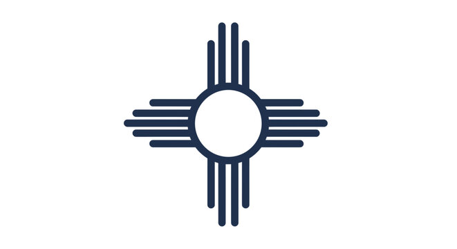 New Mexico Zia Symbol Flag, Sun Icon, Native American Art, Graphic Design