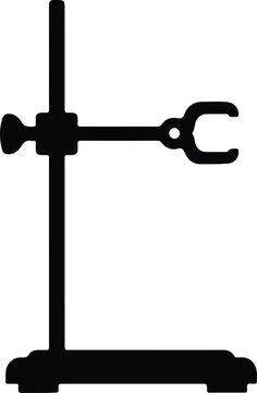 Silhouette design of a laboratory retort stand with an adjustable clamp vector