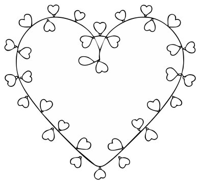 Decorative heart shape made of interconnected small hearts a romantic abstract doodle