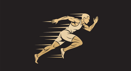 Obraz premium Running athlete silhouette on black background