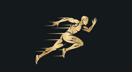 Obraz premium Running athlete silhouette on black background