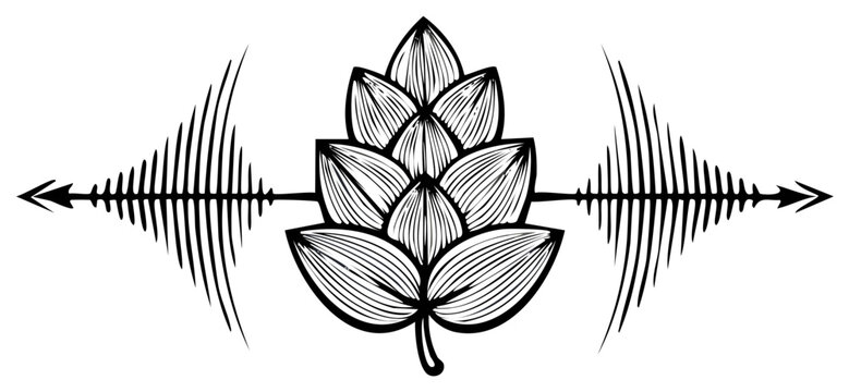 Abstract illustration of a hop with audio waves vector design