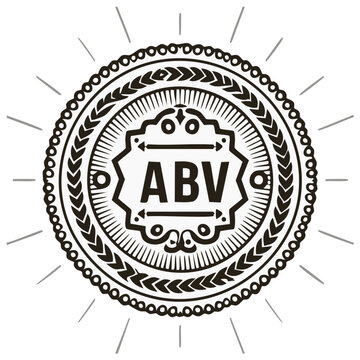 Vintage Emblem with ABV initials Decorative Border and Sunburst Detail