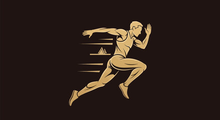 Obraz premium Running athlete silhouette on dark background