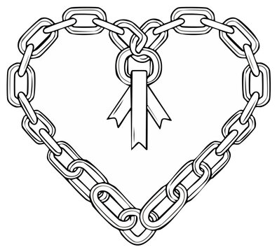 Heart shaped chain with bow outline symbol of love and commitment