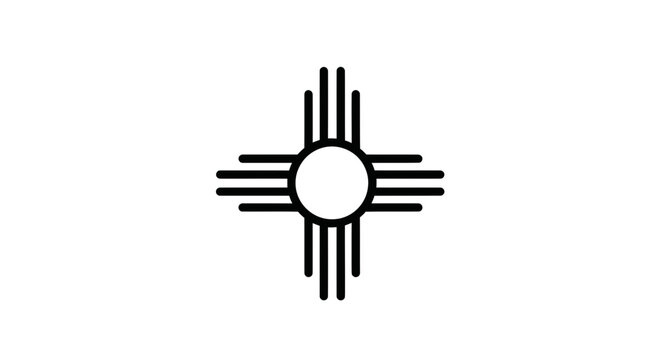 New Mexico Zia Symbol Icon, Sun Symbol, Native American Art, Geometric Design