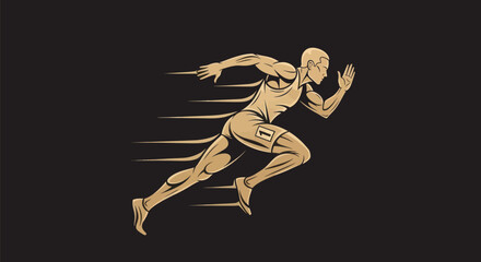 Obraz premium Running athlete silhouette on dark background