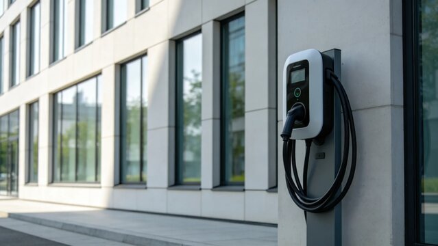 Urban charging station integrated into modern architecture f
