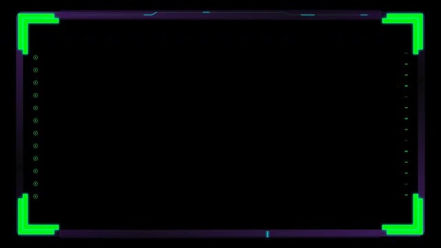 Futuristic motion animation of a digital scanning frame with neon green accents showcasing high-tech interface elements and dynamic visual effects.
