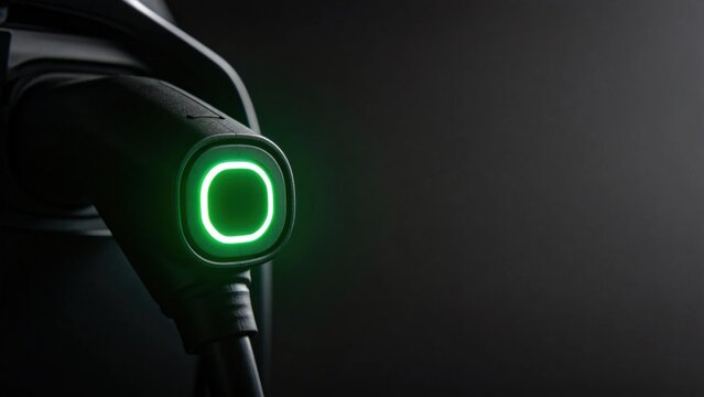 Electric vehicle charging indicator light glowing green in d