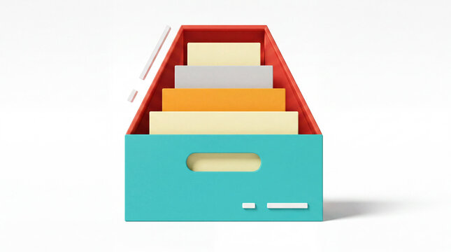 File box with colorful steps showing progress concept