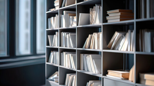 mediocrity. A curated bookshelf with philosophical volumes in soft window light. lifestyle magazines, social media lookbooks, designed for lifestyle magazines and social media content.

