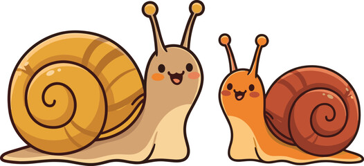 Cute Cartoon Snail Family Illustration with Smiling Characters and Spiral Shells for Kids Education, Nature, and Animal Design Projects © MdJalal