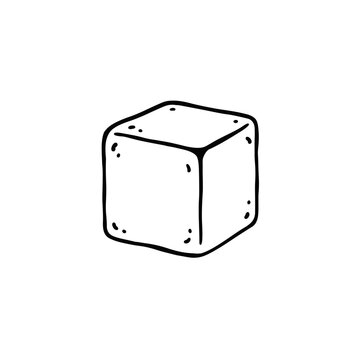 Simple sugar cube line art vector, minimalist sugar cube icon illustration
