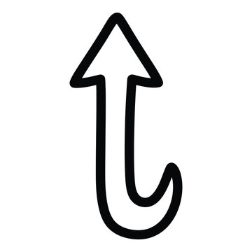 Black hook with arrow pointing up  fishing hook with arrowhead  hook and arrow symbol icon