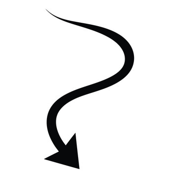 Curved black arrow pointing down to right side  simple graphic symbol icon