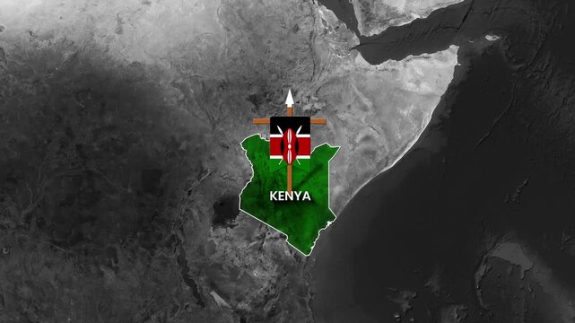 animated kenya map graphic with flag overlay showing national pride and progress motion video