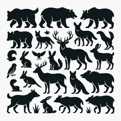 Obraz premium Wild Forest Animal Silhouette Vector Collection