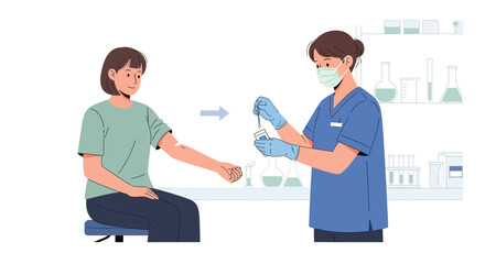 Obraz premium Doctor administering vaccine to patient in medical lab setting illustration