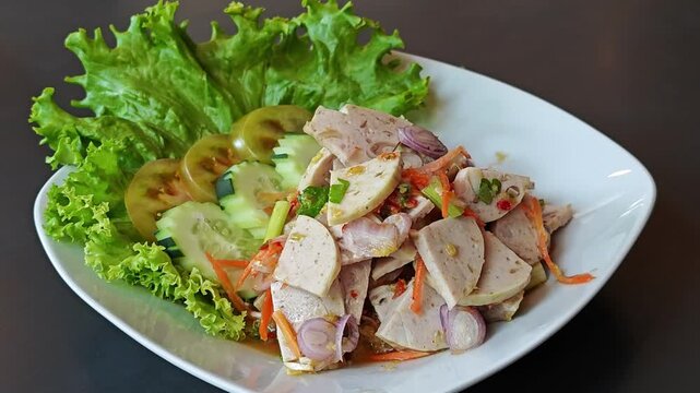 Spicy Vietnamese Sausage Salad. Thai Style.