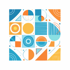 Fototapeta premium Abstract Geometric Pattern with Circles, Squares, and Triangles