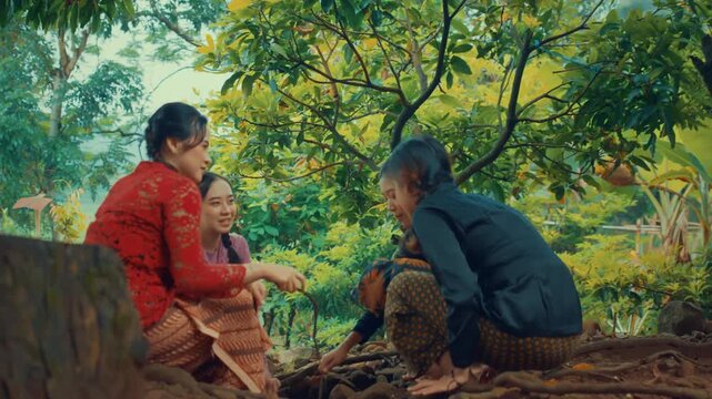 Village Girls Gossiping and Laughing
