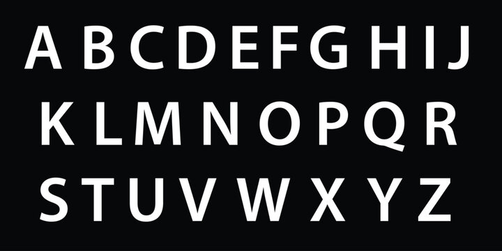 Vintage textured block alphabet with distressed white letters on black background for retro graphic design projects set.