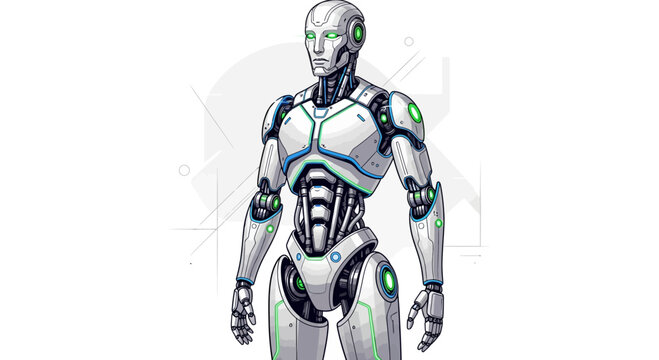Robot with futuristic metallic body.