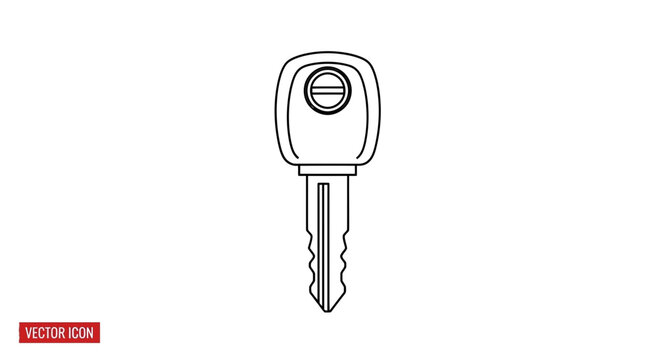 Car Key Icon, Modern Vehicle Ignition Key Outline Vector